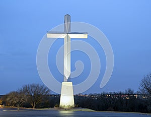 Enormous Christian cross in the parking lot of the LifeChurch in Edmond, Oklahoma.