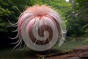 Enormous Giant onion flower. Generate Ai