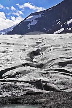 Enormous glacier in mountains of Canada.