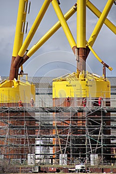 Enormous offshore wind turbine bases construction on Tyneside