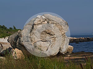 Enormous Rock Formation On Beach