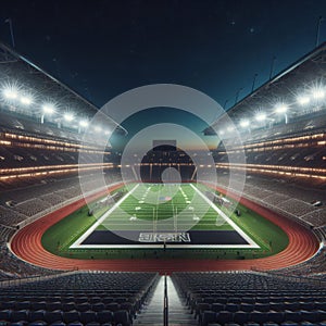 Enormous sports stadium with football field