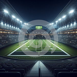 Enormous sports stadium with football field