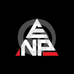 ENP triangle letter logo design with triangle shape. ENP triangle logo design monogram. ENP triangle vector logo template with red