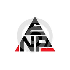 ENP triangle letter logo design with triangle shape. ENP triangle logo design monogram. ENP triangle vector logo template with red