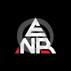 ENR triangle letter logo design with triangle shape. ENR triangle logo design monogram. ENR triangle vector logo template with red