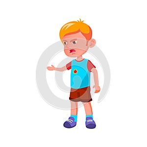 enraged little boy shouting at domestic animal cartoon vector