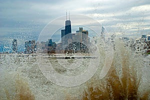 Enraged Michigan lake, Chicago, Illinois