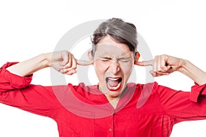 Enraged young woman to refuse listening problems