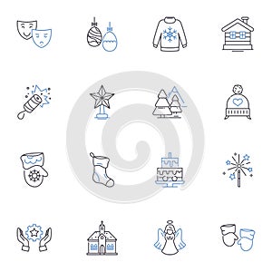 Enraptured beings line icons collection. Angels, Cherubs, Seraphim, Demons, Ghosts, Fairies, Mermaids vector and linear photo