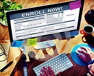Enroll Now Registration Membership Concept