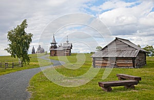 Ensemble of Kizhi Pogost and objects of wooden architecture.