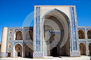 Ensemble of Kosh Madrasah Modarikhon Madrasah in Bukhara in Uzbekistan