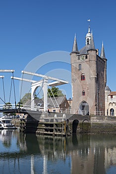 Ensemble with Zuidhavenpoort. Zierikzee in the province of Zeeland in the Netherlands