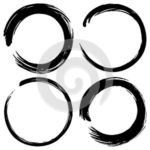 Enso Zen Brush Stroke Vector Illustration Set Collection