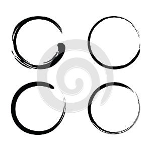 Enso Zen Brush Strokes Black Ink Vector Set