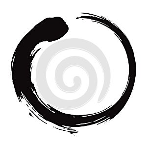 Enso Zen Circle Brush Black Ink Vector Illustration