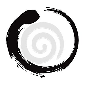 Enso Zen Circle Brush Black Ink Vector Illustration photo
