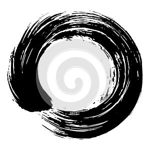 Enso Zen Japanese Circle Brush Stroke Shodo Sumi-e Illustration Ink Logo Vector Design photo
