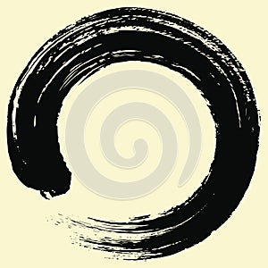 Enso Zen Japanese Circle Brush Sumi-e Shodo Vector Illustration Ink Logo Design