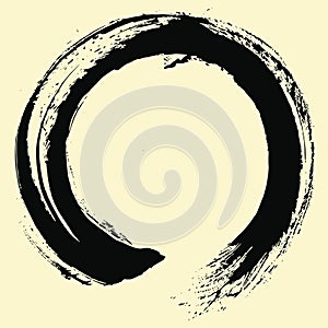 Enso Zen Japanese Circle Brush Sumi-e Shodo Vector Illustration Ink Logo Design Vector photo