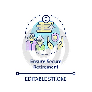 Ensure secure retirement concept icon