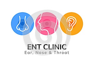 ENT doctor logo template. Ear nose throat doctor clinic. Mouth health otolaryngology illustration