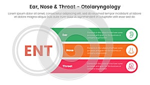 ent health treatment disease infographic 3 point stage template with big circle and long rectangle box for slide presentation