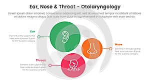 ent health treatment disease infographic 3 point stage template with vertical circle stack direction for slide presentation