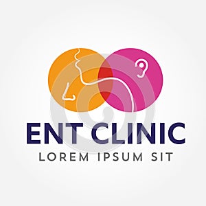 ENT logo template. Head for ear, nose, throat doctor specialists. logo concept. Line vector icon. Editable stroke. Flat linear ill