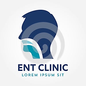 ENT logo template. Head for ear, nose, throat doctor specialists. logo concept. Line vector icon. Editable stroke. Flat linear ill