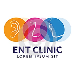 ENT logo template. Head for ear, nose, throat doctor specialists. logo concept. Line vector icon. Editable stroke. Flat linear ill