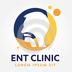 ENT logo template. Head for ear, nose, throat doctor specialists. logo concept. Line vector icon. Editable stroke. Flat linear ill