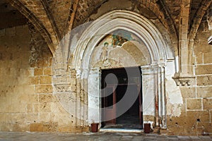 Entance of the church of Abbey of Bellapais in the Northern Cyprus. photo