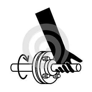 Entanglement Of Hand Rotating Shaft Black Icon ,Vector Illustration, Isolate On White Background Label. EPS10