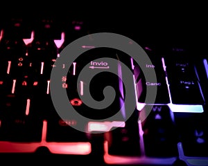 Enter key button in back lit keyboard computer