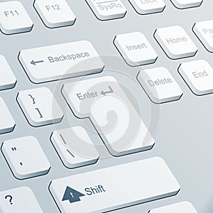 Enter button realistic keyboard 3d design background vector illustration