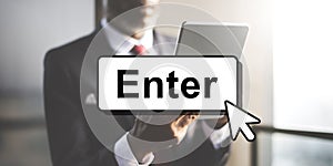 Enter Click Open Load Page Concept