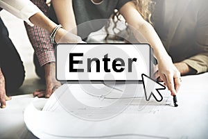 Enter Click Open Load Page Concept