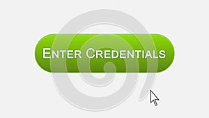 Enter credentials web interface button clicked with mouse, different colors