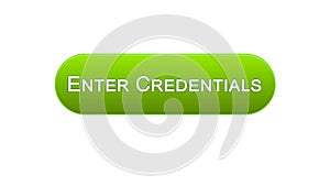 Enter credentials web interface button green color, registration online service
