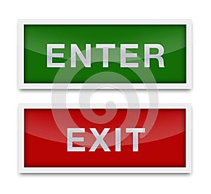 Enter and exite signs isolated photo