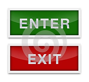 Enter and exite signs isolated