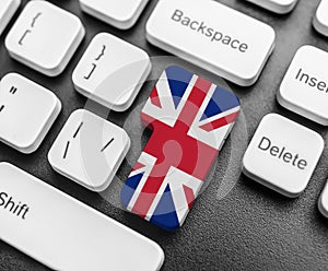 Enter key button with Flag of Great Britan. photo