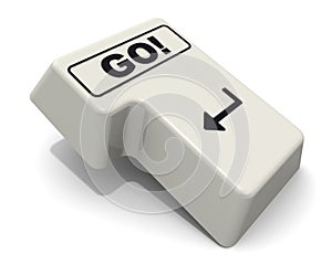 The enter key of keyboard labeled GO!