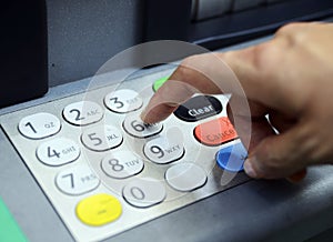 Enter password in the ATM machine