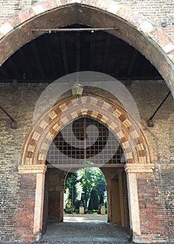 Enter for Piazza Lega Lombarda part of the Palazzo Ducale in Mantua, Italy. photo