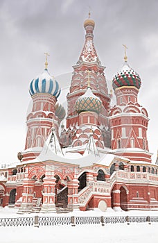 Enter to St. Basil Temple in Moscow, at wintertime