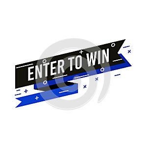 Enter to win icon and label. Poster template design for social media post or website banner. Vector illustration with origami and