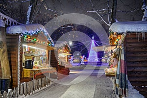 Entering the Christmas Market in Vladimir Central Park Lipki